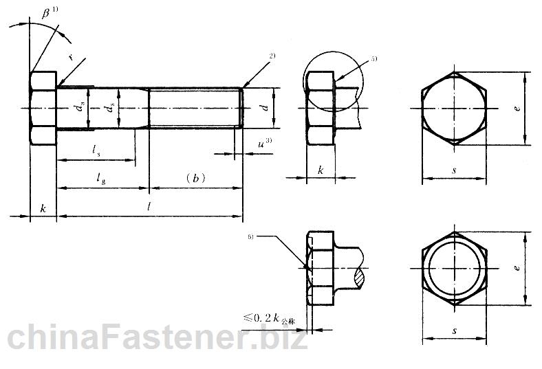 六角头螺栓C级|GB/T5780-2000[标准 技术参数]