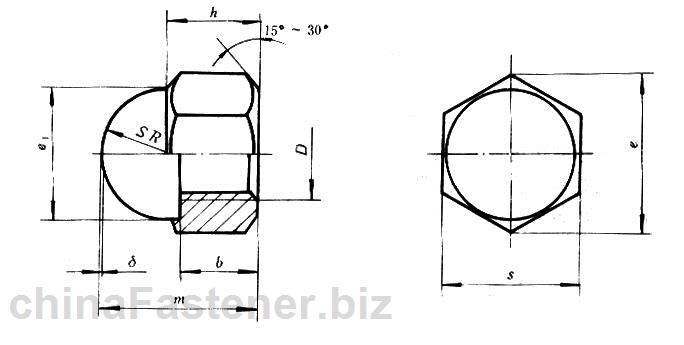 组合式盖形螺母|GB 802-88