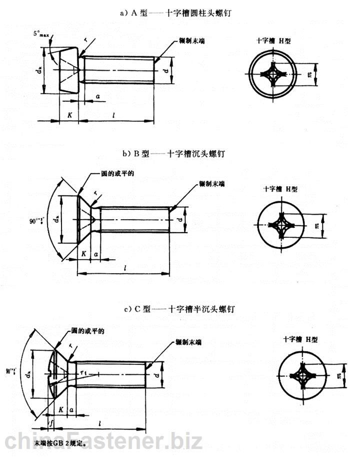 精密机械用紧固件十字槽螺钉|GB/T13806.1-92[标准 技术参数]