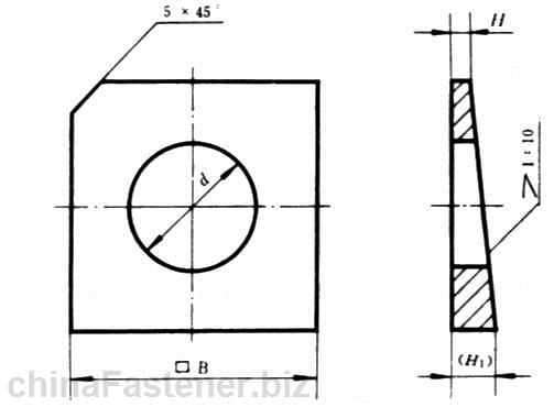 槽钢用方斜垫圈|GB853-88[标准 技术参数]