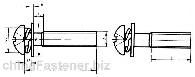 十字槽盘头螺钉、弹簧垫圈和平垫圈组合件|GB9074.4-88[标准 技术参数]