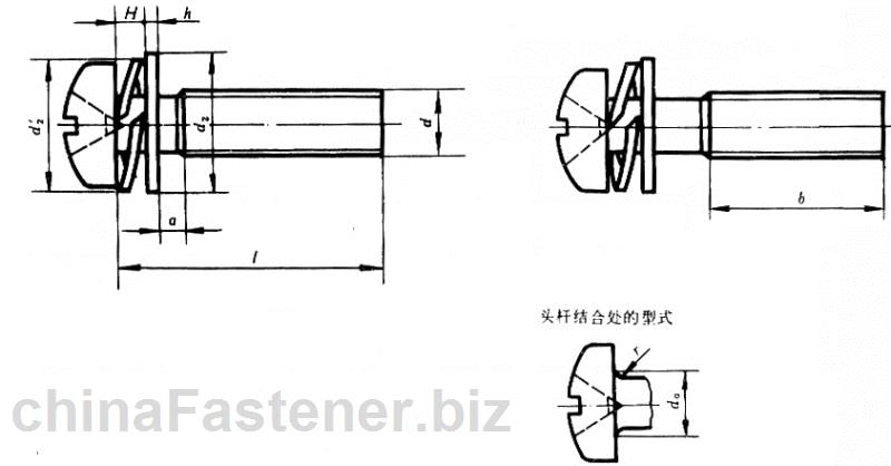 十字槽小盘头螺钉、弹簧垫圈和平垫圈组合件|GB9074.8-88[标准 技术参数]