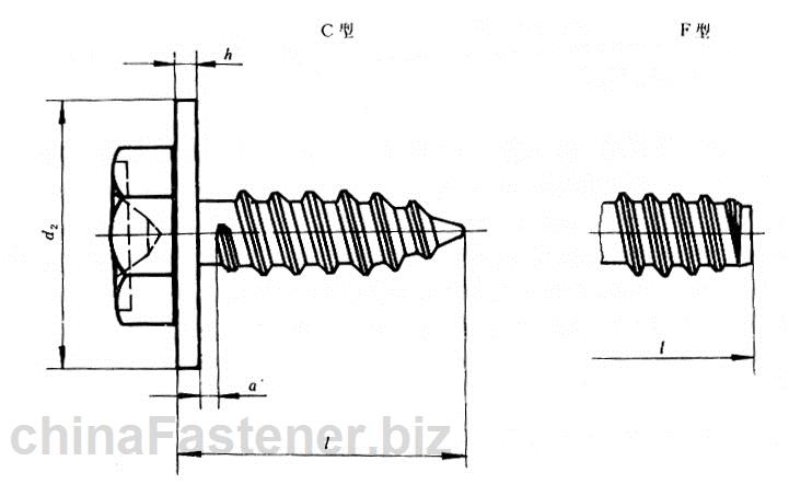 十字槽凹穴六角头自攻螺钉和平垫圈组合件|GB9074.20-88[标准 技术参数]