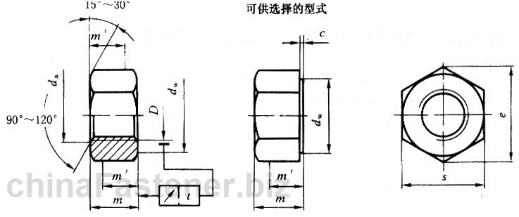 栓接结构用1型大六角螺母B级10级|GB/T18230.4-2000[标准 技术参数]