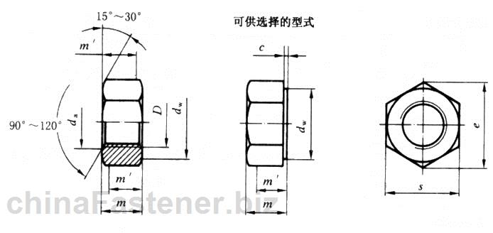 栓接结构用1型大六角螺母浸热镀锌(加大攻丝尺寸)A和B级5.6和8级|GB/T18230.6-2000[标准 技术参数]