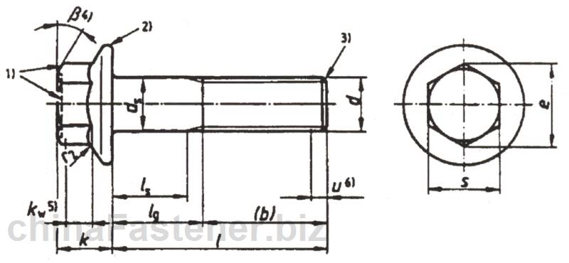 六角法兰面螺栓—小系列（ISO/DIS15071:1996，修订版）|DINEN1662[标准 技术参数]