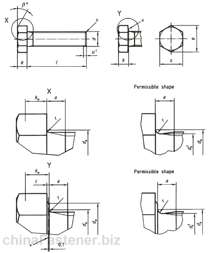 六角头螺栓—全螺纹—产品等级C级（ISO4018:1999）|DINENISO4018[标准 技术参数]