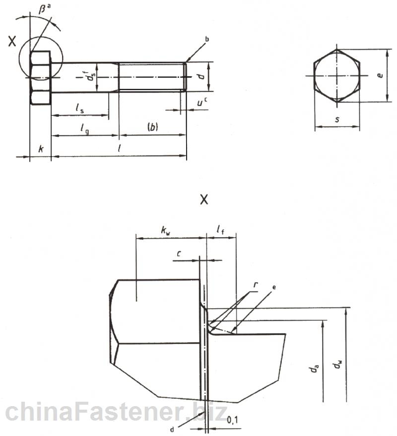 六角头螺栓—细牙—产品等级A和B级（ISO8765:1999）|DINENISO8765[标准 技术参数]