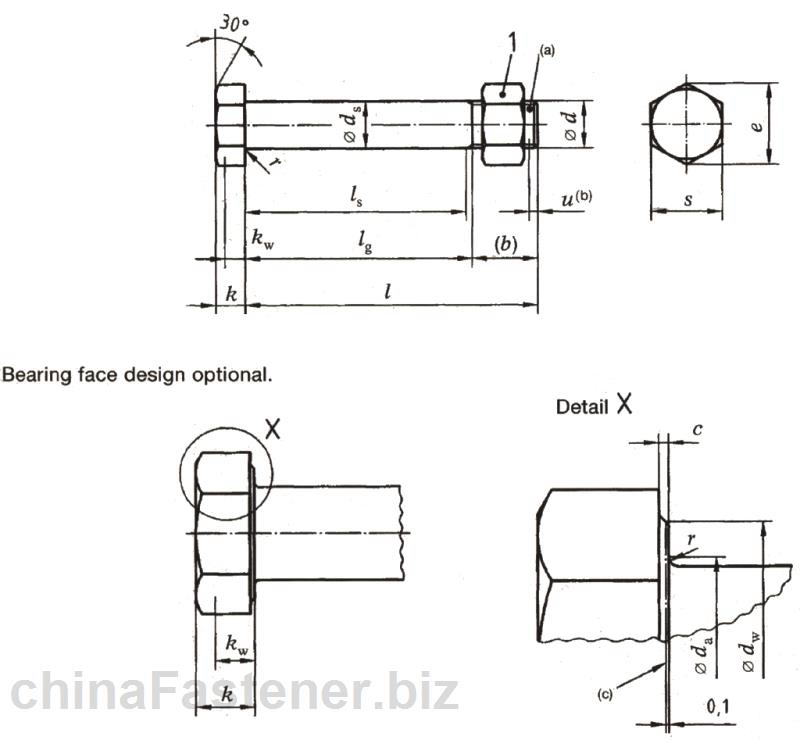 钢结构用—六角头螺栓和六角螺母连接副|DIN7990[标准 技术参数]