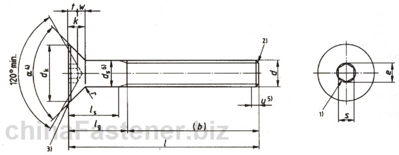 内六角沉头螺钉（ISO10642:1997）|DINENISO10642[标准 技术参数]