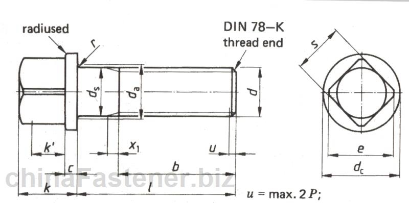 方头凸缘螺栓|DIN478[标准 技术参数]
