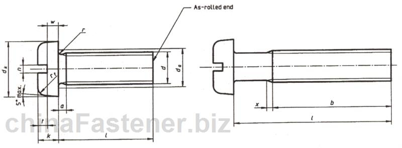 开槽盘头螺钉（通用头型）－产品等级A级（ISO1580:1994）|DINENISO1580[标准 技术参数]