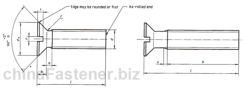 开槽沉头螺钉（通用头型）－产品等级A级（ISO2009:1994）|DINENISO2009[标准 技术参数]