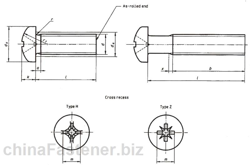 十字槽盘头螺钉—产品等级A级（ISO 7054:1994） | DIN EN ISO 7045