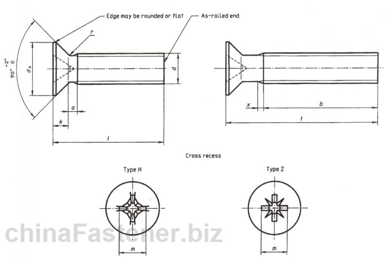 十字槽沉头（通用头型）螺钉－产品等级A级－第1部分：性能等级钢4.8级（ISO7046:1994）|DINENISO7046-1[标准 技术参数]
