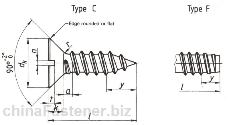 开槽沉头自攻螺钉（通用头型）|ISO1482[标准 技术参数]