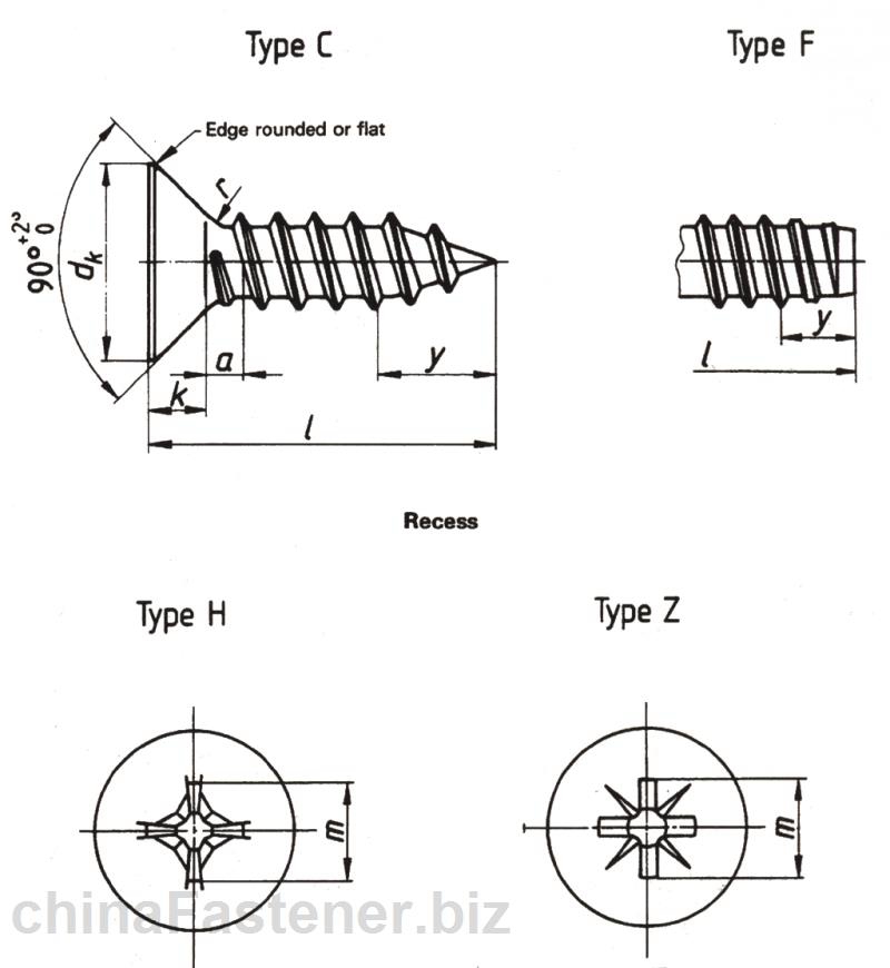 十字槽沉头自攻螺钉（通用头型） | ISO 7050