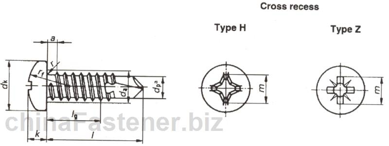 十字槽盘头自钻自攻螺钉（ISO15481:1999）|DINENISO15481[标准 技术参数]