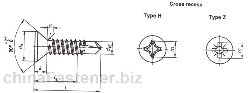 十字槽沉头自钻自攻螺钉（ISO15482:1999|DINENISO15482[标准 技术参数]