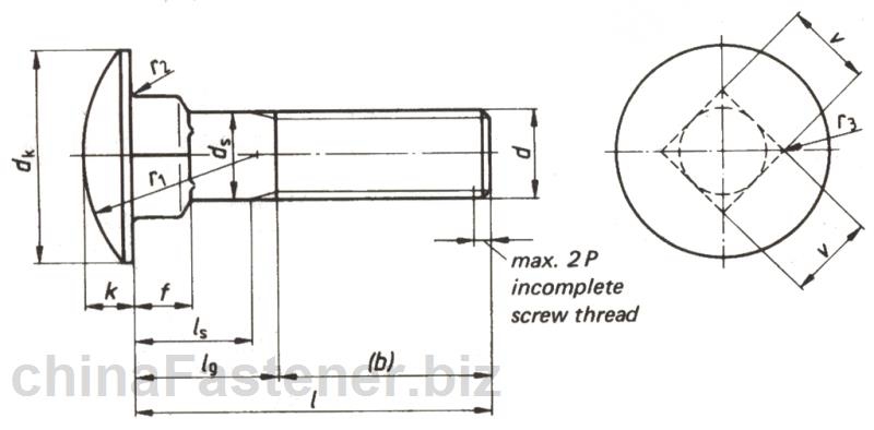 平圆头方颈螺栓|DIN603[标准 技术参数]