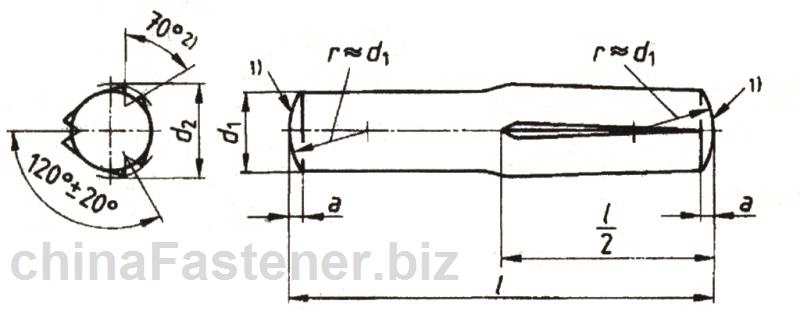 槽销—半长倒锥槽(ISO8741:1997)|DINENISO8741[标准 技术参数]