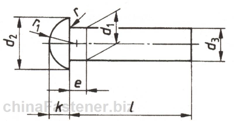 半圆头钢铆钉—公称直径10~36mm|DIN124[标准 技术参数]