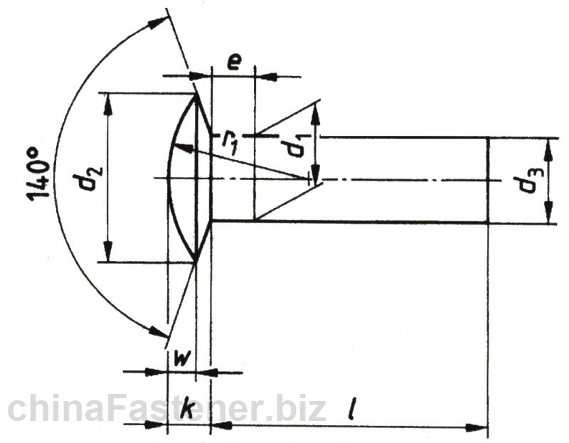 半沉头铆钉—公称直径1.6~6mm|DIN662[标准 技术参数]