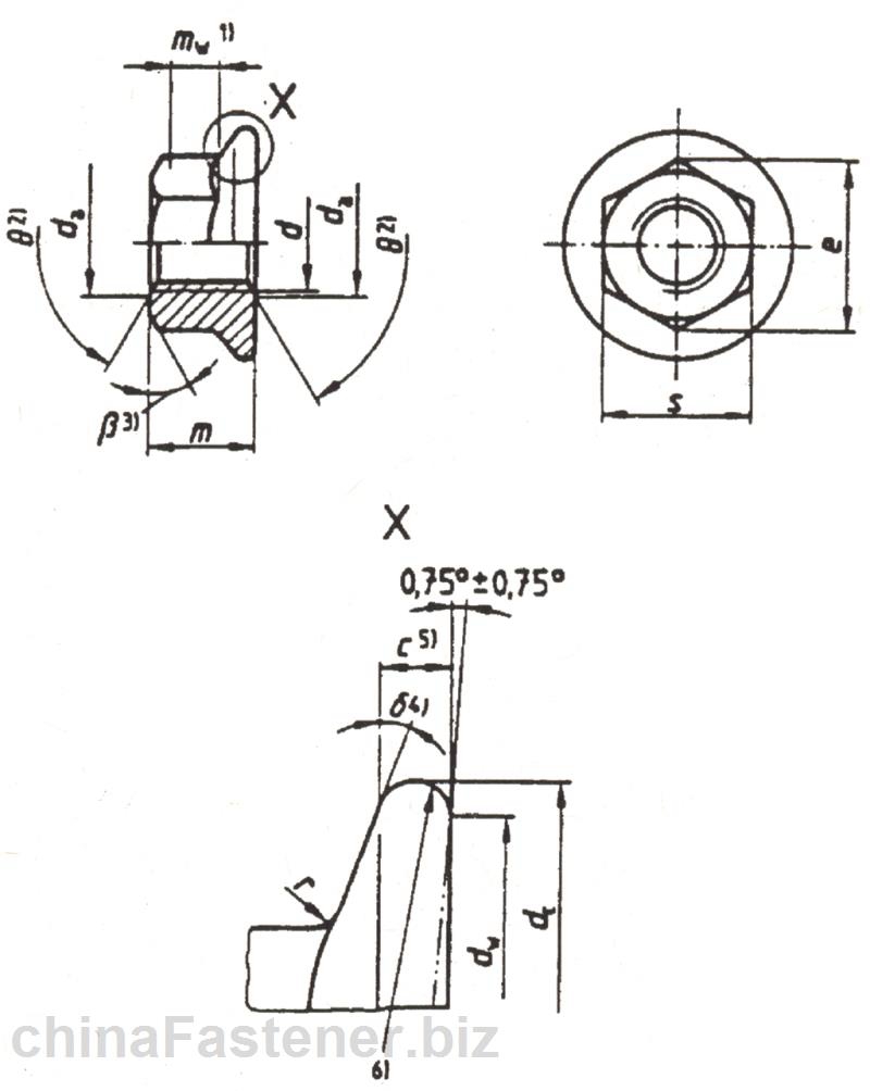 六角法兰面螺母（ISO/DIS4161:1996，修订版）|DINEN1661[标准 技术参数]