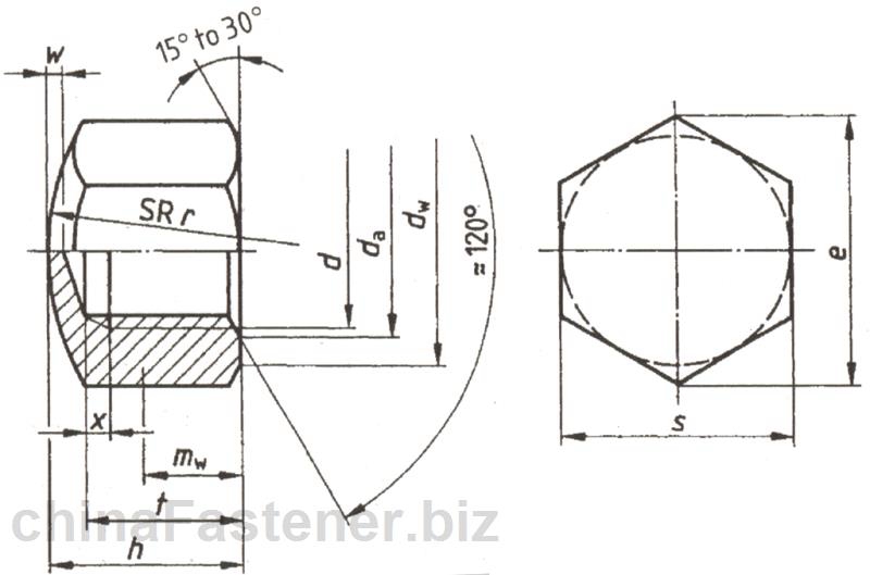 六角盖形螺母—扁球型|DIN917[标准 技术参数]