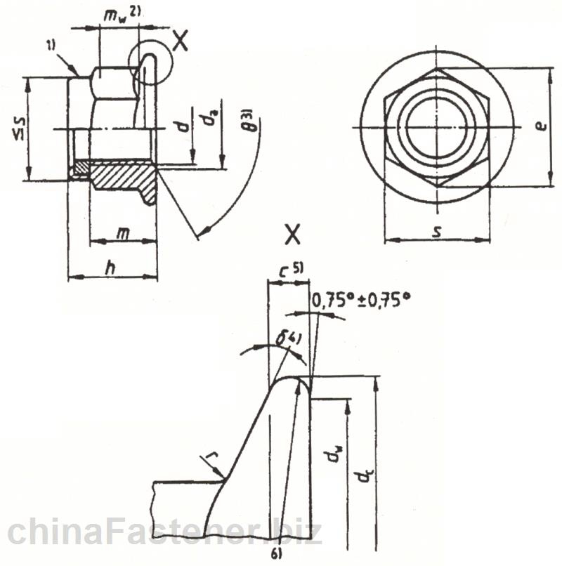 非金属嵌件六角法兰面锁紧螺母（ISO7043:1997，修订版）|DINEN1663[标准 技术参数]