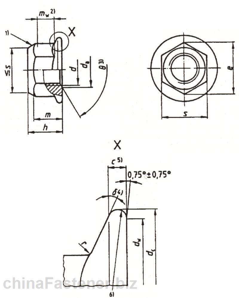 全金属六角法兰面锁紧螺母（ISO7044:1997，修订版）|DINEN1664[标准 技术参数]