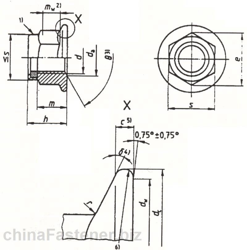 非金属嵌件六角法兰面锁紧螺母－细牙（ISO12125:1997）|DINEN1666[标准 技术参数]