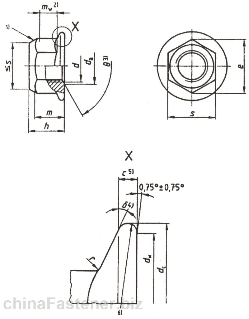 全金属六角法兰面锁紧螺母－细牙（ISO12126:1997，修订版）|DINEN1667[标准 技术参数]