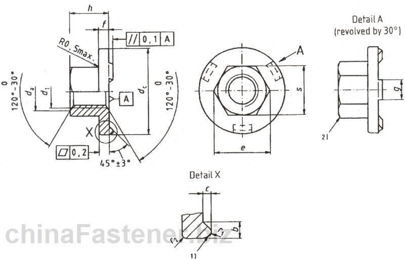 焊接六角法兰面螺母|DIN977[标准 技术参数]