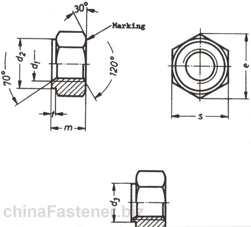 六角螺母—腰状杆螺栓连接副用 | DIN 2510-5