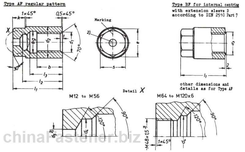 罩螺母—腰状杆螺栓连接副用|DIN2510-6[标准 技术参数]