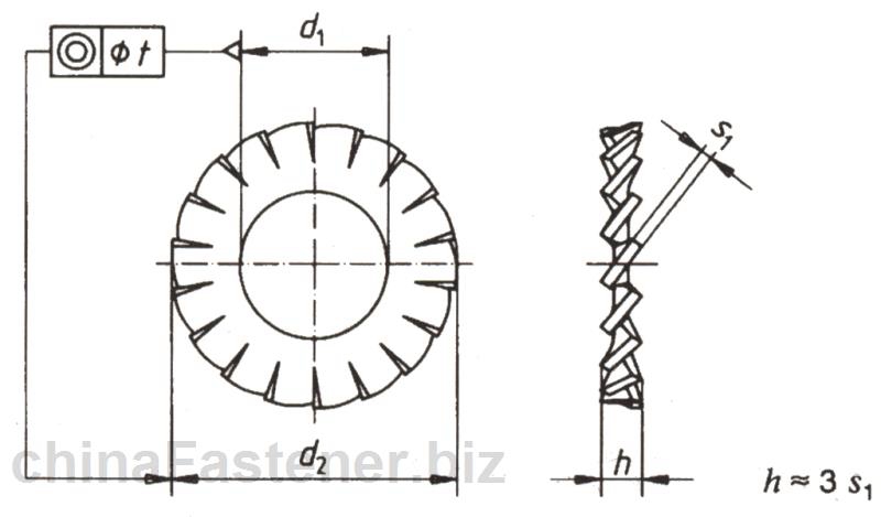 螺钉和垫圈组合件用外锯齿锁紧垫圈|DIN6907[标准 技术参数]