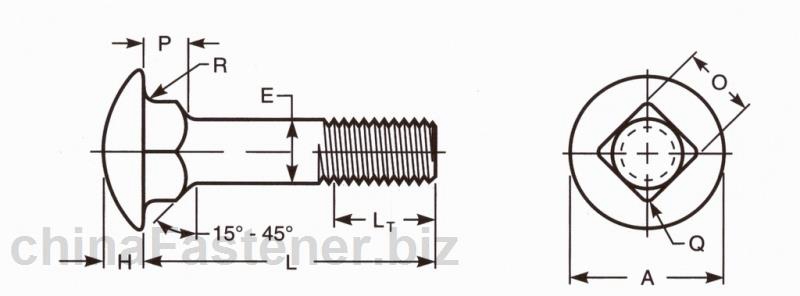 半圆头方颈螺栓|ASMEB18.51990(R1998)[标准 技术参数]