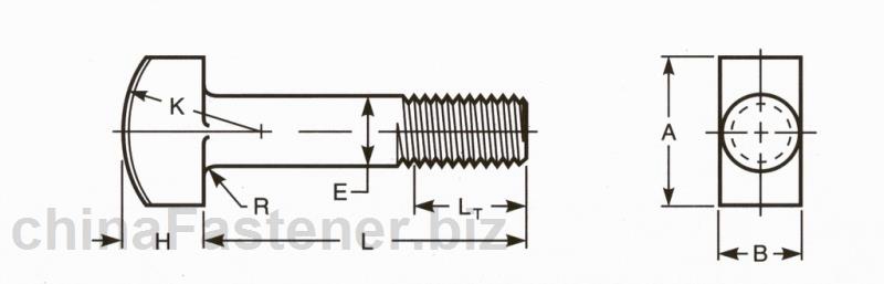 T形头螺栓|ASMEB18.51990(R1998)[标准 技术参数]