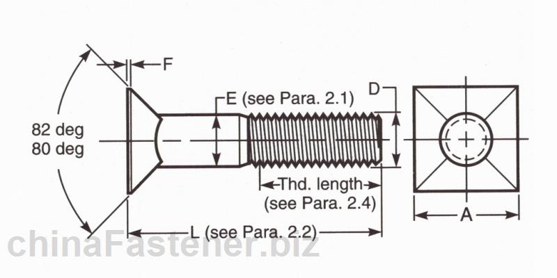 4#标准方型沉头螺栓|ASMEB18.91996[标准 技术参数]