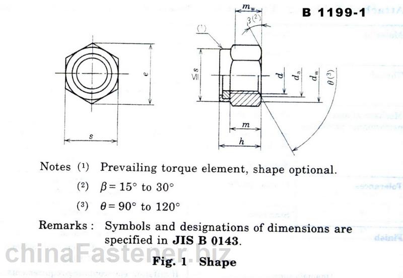 有效力矩型螺母——第1部分：非金属嵌件六角螺母|JIS1199-1:2001[标准 技术参数]