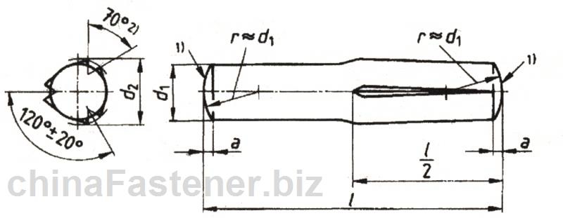 槽销—半长倒锥槽(ISO 8741:1997) | DIN EN ISO 8741